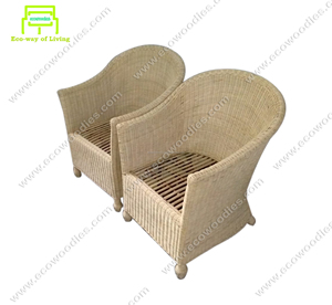 Versatile Luxury Modern Rattan Wicker Set 2 Woven Sofa Chair Bedroom Restaurant <b>Bistro</b> Garden Villa Park Outdoor Wooden Frame - Product Image 2