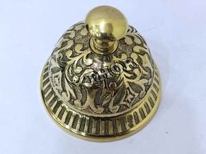 Round Table Bell Solid Antique Brass <b>Desk</b> of Office Bell Brass Polished Functional School Bell Decor - Product Image 2