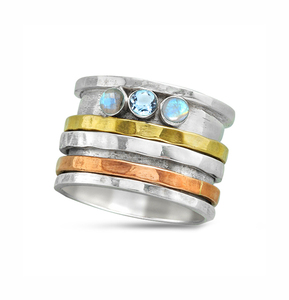 Rainbow <b>Spinner</b> <b>Ring</b> 18k Gold Plated Manufacturer Handmade Band <b>Ring</b> Low Price Sterling Silver Jewelry Casa De Plata - Product Image 1
