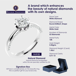 Best Fashion JWELERY Bague solitaire en or blanc 10 carats avec diamants naturels Diamants Rikhava-Haute qualité Meilleur prix Excellent métal - Product Image 3