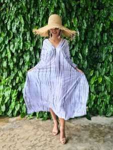Taille libre 100% coton Tie Dye Kaftan Floor-Length Boho Beach Manches longues Casual Summer Wear for Plus-Size Women Indian - Product Image 3