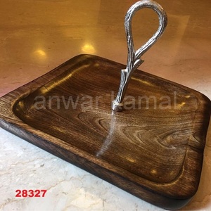 Hot New Arrival Square Wood & Metal Bandeja para servir Madera de teca Vendedor caliente Muy buscado - Product Image 2