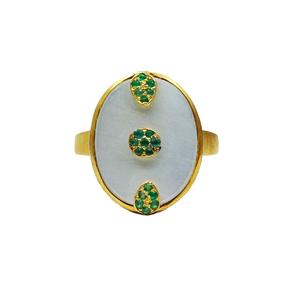 Bague de créateur en argent sterling 925 plaqué or à faible quantité minimale de commande fournisseur de bijoux rubis tsavorite nacre - Product Image 3