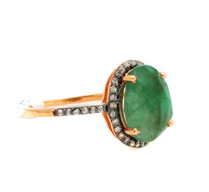 Esmeralda natural y piedras preciosas de diamante 925 plata esterlina sólida chapada en oro anillos de mujer hechos a mano joyería para venta al por mayor - Product Image 5