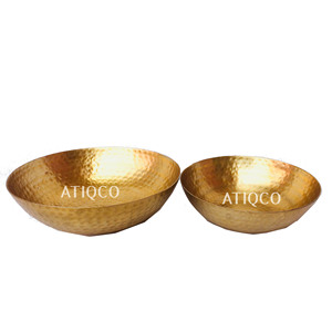 Bol rond en aluminium martelé de couleur cuivre moderne plat à bonbons mignon plaques techniques polonaises plateau de service nouveauté ensemble de bols en métal - Product Image 1
