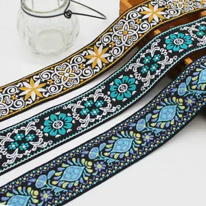 individuelles 2 zoll ethnisches muster jacquard band polyester gewebtes paisley band für kleidungsstück