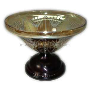 Tazón de vidrio sólido decorativo de Venta caliente con base de aluminio Color de forma de tamaño personalizado - Product Image 1