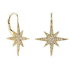 Gemnel Bán Buôn Kim Cương Starburst Drop Lever Trở Lại Tái Chế Sterling Silver Earring Phát Hiện