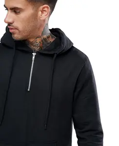 Penjualan laris 2024 hoodie Hip Hop tanpa lengan polos kustom untuk pria bergaya Zipper-Up terbuat dari poliester/katun