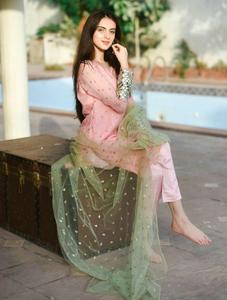 Costumes ethniques pakistanais élégants pour femmes, tissu en gazon, anti-froissement, 4 saisons, par AJM Trade House - Product Image 4