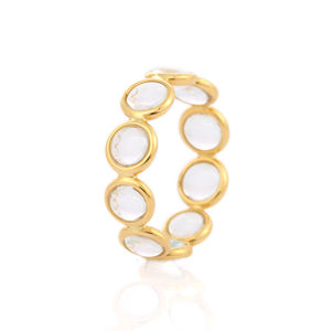 Best Selling Product Natural <b>Crystal</b> Gemstone Eternity Band <b>Ring</b> 18K Solid Yellow Gold Love Lasting Infinity <b>Rings</b> Fine Jewelry - Product Image 2