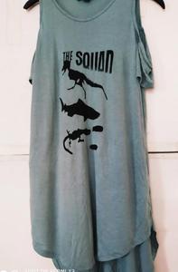 Lote de ropa de Bangladesh: Blusa holgada de algodón con hombros descubiertos y estampado para mujer, camiseta de manga corta informal de verano - Product Image 4