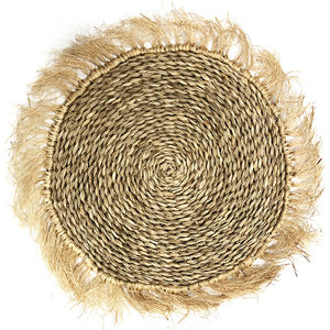 Vietnam Natural Fringe <b>Round</b> Handmade Seagrass Charger Plates Straw Decoration Table Mat Water Hyacinth <b>Placemat</b> Kitchen Wedding - Product Image 1