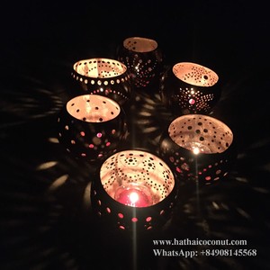 Natural Handmade coconut <b>tealight</b> candle holder supplier - Product Image 1