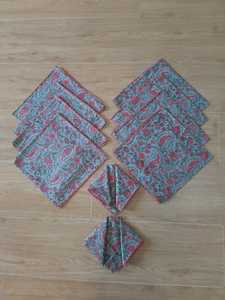 Serviettes en tissu imprimées en bloc de main en coton de haute qualité avec mouchoir à bord brodé ameublement de Table de dîner de mariage et de fête - Product Image 2