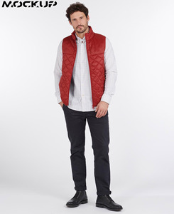 Wholesale Men Woolen Puffer <b>Gilet</b> Breathable Eco Polyester Material Casual Solid Pattern Sleeveless Winter Warm Outer Wear - Product Image 2