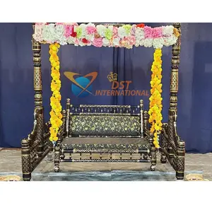 Royal Sankheda <b>Swing</b> in Black Gold Decorated Sankheda <b>Swing</b> for Mehndi Stage Indian Wedding Sankheda <b>Swing</b> Jhoola - Product Image 1