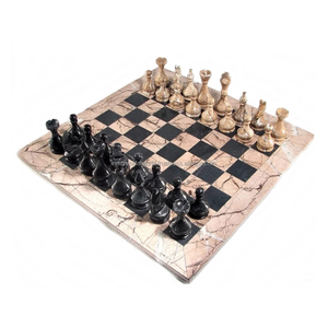 Bộ Cờ Vua Bằng Đá Cẩm Thạch, Bộ Cờ Vua Vàng Sang Trọng, Bàn Cờ Trang Trí Bằng Titan, Bao Bì Theo Phong Cách Da, Lạc Đà, Chất Liệu Màu Kẽm - Product Image 3