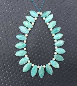 High Quality 21 Pieces 1 Strand Natural Amazonite Faceted Marquise Briolette Beads Green Color Handcrafted - Product Image 4