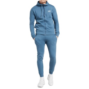 High Quality Wholesale Men's Plain Custom Logo Zipper Hoodie With Matching Trousers Pants Tracksuit Sets - Product Image 4