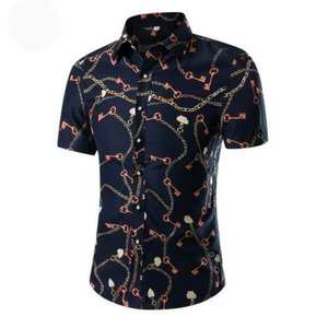 ชุดเซ็ตผู้ชาย ฤดูใบไม้ผลิ/ฤดูร้อน ไซส์ใหญ่ สองชิ้น ผ้าฝ้ายระบายอากาศ พิมพ์ลายสไตล์พังก์ เสื้อโปโลและกางเกงขาสั้น - Product Image 2