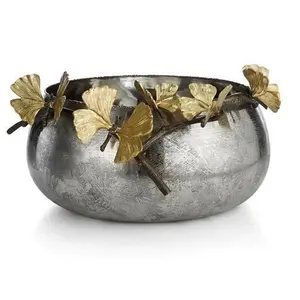 <b>Large</b> Gold Butterfly Steel Fruit <b>Bowls</b> Modern Vintage Kitchen Salad Platters Dinnerware <b>Serving</b> <b>Bowls</b> Wholesale Commercial Food - Product Image 3