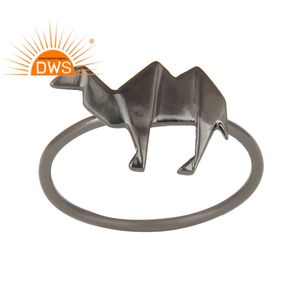 Bijoux en argent Sterling 925, anneau à empiler, nouveau Design d'art déco à la main, empilable, vente en gros, noir anodisé, en argent Sterling - Product Image 1