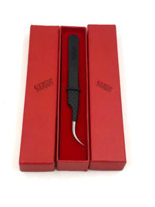 Professional Matte Black Powder Coating Curved Diamond Grip Stainless Steel <b>Eyelash</b> Extension Tweezers Custom Logo <b>Beauty</b> <b>Tools</b> - Product Image 4