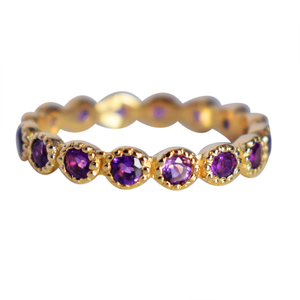 Wholesale Top Selling <b>Amethyst</b> Gemstone <b>Ring</b> 925 Sterling Silver <b>Gold</b> Plated Beautiful Eternity Band Women Jewelry Supplier - Product Image 1