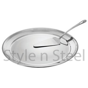 Juego de 2 platos de acero inoxidable para pastel, placa de cargador de diseño moderno, platos de forma redonda PARA CENA en restaurante, precio al por mayor - Product Image 1