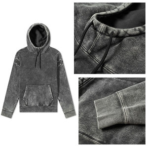 Sudadera con capucha para hombre con lavado ácido, estilo urbano, hombros caídos, peso pesado, tipo jersey, oversize, con logotipo personalizado - Product Image 3