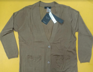 Pulls longs à manches longues pour femmes, col en V, boutonnés, style bureau, de marques de vêtements en surplus, stock du Bangladesh - Product Image 1