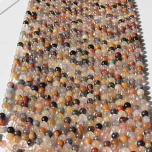 ลูกปัดกลมพลอย DIY เส้น Rudra อัญมณีเรียบรอบขัดลูกปัดไหมขัดฟันควอตซ์ธรรมชาติสำหรับการทำเครื่องประดับ100กรัม - Product Image 2