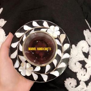 Plateau de service artisanal en bois nacre blanche, 6 pièces, plats et assiettes pour la décoration de l'aïd, cadeaux de mariage, plateaux du RAMADAN - Product Image 1