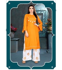 Kurtis Dames Coton Reyon Femmes Anarkali Dernier Design De Mode Prêt À Porter Bas Prix avec Dupatta Jackate Robe Indienne Vêtements En Gros - Product Image 1