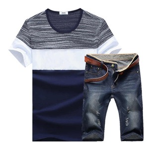 Survêtement d'été à manches courtes avec capuche et fermeture éclair, logo personnalisé, jogging en polyester/coton - Product Image 4
