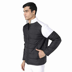 Men's <b>Winter</b> Hooded Puffer Jacket with Stand Collar Breathable Windproof Nylon/Polyester Shell Pattern <b>Decoration</b> Made Pakistan - Product Image 4