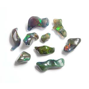 9 pièces d'opale éthiopienne naturelle noire lisse brute polie pierre précieuse en vrac pour la fabrication de bijoux - Product Image 6