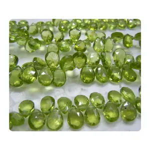 Peridot Beads Pear Peridot Briolette Faceted Jewelry Making Beads Stone Beads 6x9MM Pear 8 Inches -40Pc