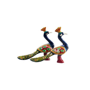 Pintado a mano decorativo meenakari estatua del Pavo Real - Product Image 2