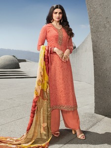 Traje de trabajo de crepé francés impreso para mujer, traje de trabajo pesado de la mejor calidad, conjunto de Kurta con Dupatta para mujer - Product Image 5