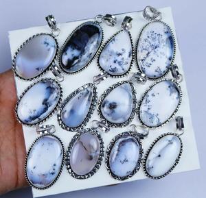 Ágata dendrita Natural, lote al por mayor de gemas, colgante Chapado en plata - Product Image 3