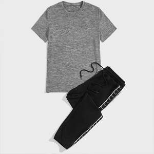 Conjunto de camiseta de manga corta y pantalones cortos para hombre, chándal informal de dos piezas, verano 2022 - Product Image 5