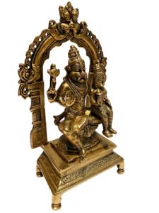 Estatua de Latón de Narasimha con Laxmi, Cuarto Avatar de Vishnu, Diseño Art Deco Hecho a Mano para Exhibición en Mesa - Product Image 3