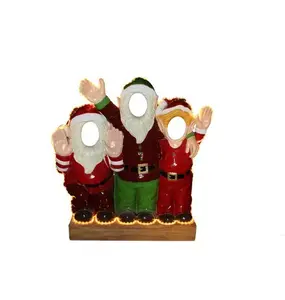 Glückliche elfen foto-op mit lichter skulptur weihnachten fiberglas dekoration