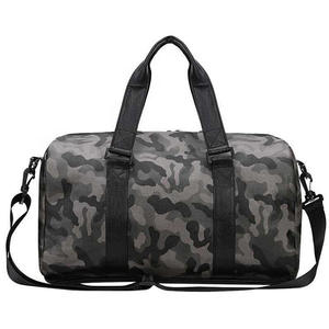 Bolsa de viaje de gran capacidad personalizada, lona de poliéster a la moda, compartimento para zapatos, deporte, gimnasio, impermeable, negro, luz, USB, azul - Product Image 3