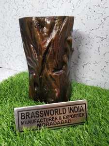 WOOD LOG BRASS CREMATION CANDLE LIGHT CREMATION <b>URN</b> FUNERAL SUPPLIES BRASSWORLD INDIA - Product Image 3