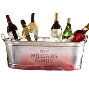 Verzinkter ovaler Wannen-Wein kühler mit Griff Großer Champagner-Kühler-Eis kübel und Wein wanne für Bar und Nacht