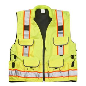 Gilet de sport de plein air multi-poches respirant en maille haute visibilité personnalisé veste de sécurité réfléchissante pour la construction des piétons de jogging - Product Image 1