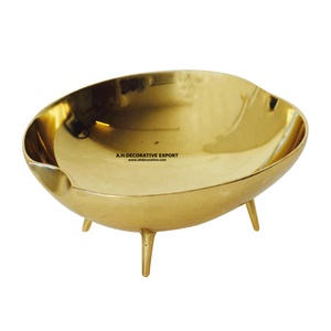 Bol en aluminium plaqué or avec base à pied Bols à salade et fruits pour restaurant Vaisselle de mariage Centre de table Bol à collation - Product Image 1